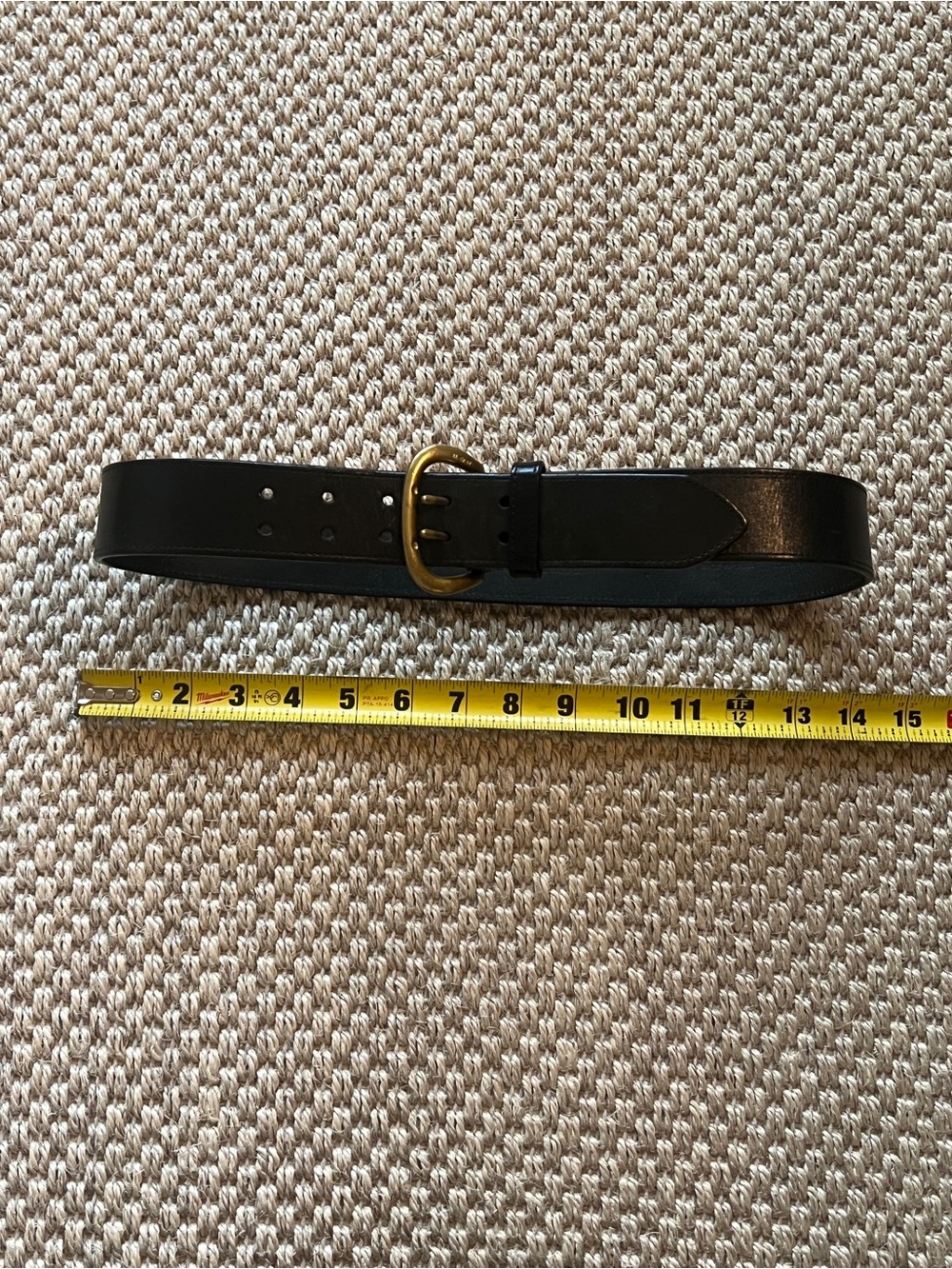 Ralph Lauren RL67 Vintage Black Leather Belt Double-Prong Brass Hardware